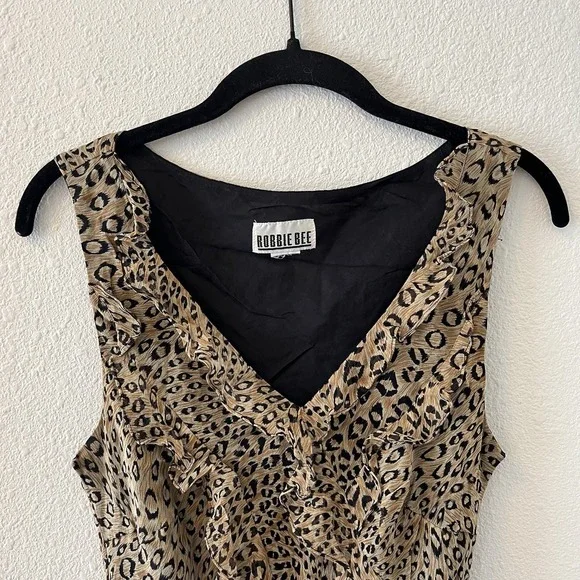 Vtg 90s Y2k Silk Animal Print  Ruffle Asymmetric Hem Fairy Grunge Size 4/6? - Picture 3 of 11